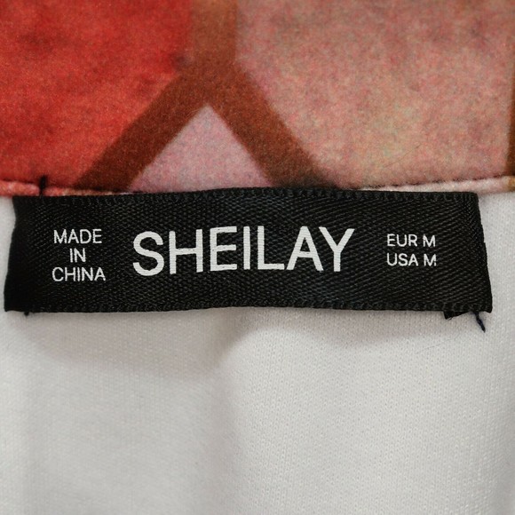 Sheilay Womens Pullover Sweatshirt M Medium 1/2 Zip Geometric Blue Pink Purple - Picture 9 of 9